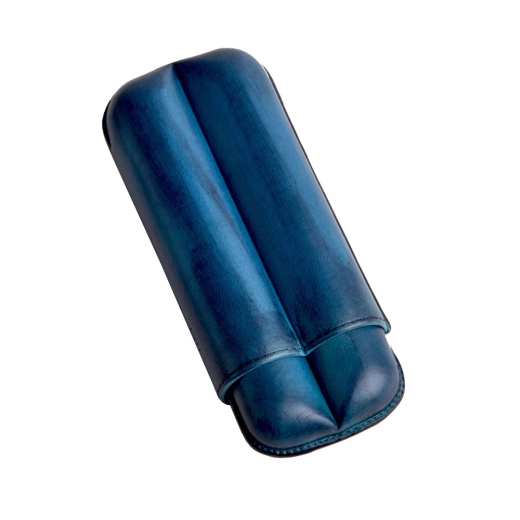 Elie Bleu Wide Blue Patina Etui für 2 Zigarren