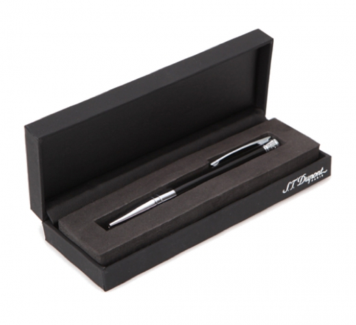 S.T. Dupont Kugelschreiber schwarz mit Chromfinish