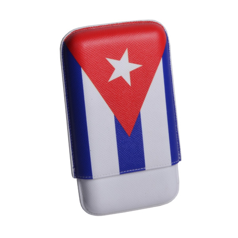 Elie Bleu Cuba Flag Etui für 3 Zigarren