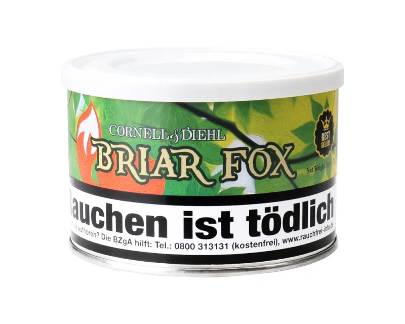 tobacco tin briar fox pipe tobacco label Cornell & Diehl Briar Fox 2oz Pipe Tobacco